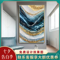 Light luxury gold leaf hand-painted oil painting modern simple entrance decoration painting vertical version of high-end living room background wall abstract hanging painting