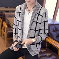 Fall Cardiovert Jacket Male Korean version Trend personality Knitted Sweater Students Outwear Sweater Sweater Winter Thickened Sweater