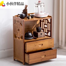 Tea rack storage rack Nanzhu solid wood multi-layer tea tea set storage storage rack tea table tea table tea cabinet rack