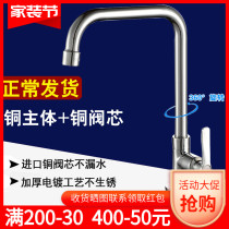 Kitchen tap hot and cold wash basin Home full copper swivel single cold 304 stainless steel sink bathroom tap