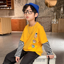Childrens clothing boy clothes 2021 new autumn childrens style spring and autumn T-shirt handsome Korean version of handsome base shirt tide