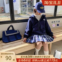 Female big boy 2021 new spring dress childrens woven sports style coat childrens foreign style Joker casual Little Womens