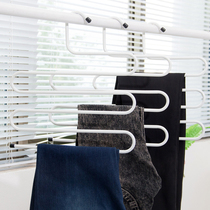 High quality multi-layer pants shelf metal pants hang Multi-function S-shaped pants support non-slip non-trace pants hang can hang 5 pants
