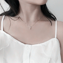 925 sterling silver cross pendant necklace simple short choker female hypoallergenic Christ jewelry gift