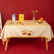 Zuo Xiandun Road American retro cute fast food Plaid tablecloth waterproof and oil-proof desk table living room dormitory decoration