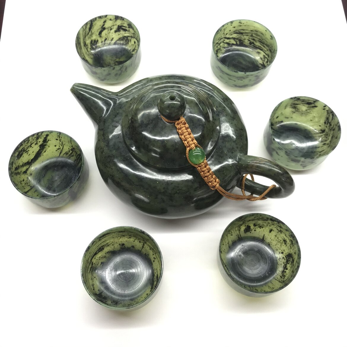 Wine Springs Night Light Cup Qi Lian Jade Boutique Tea Set Old Pit Material Light Pot Suit Wu Shan Mandarin Jade Ink Jade Tea Ware