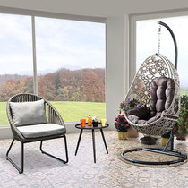 Outdoor hanging basket swing Balcony courtyard Adult Wrought iron hanging chair net Red living room Bedroom Rattan single leisure birds nest