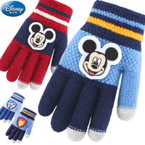 Disney Children's Gloves Knitted Wool Warm Thicken Kids Five Fingers Student Boys Boys Spider-Man Baby