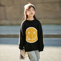 Female children autumn pullover sweater foreign style middle child 2021 new children Spring and Autumn Korean girl casual sweater