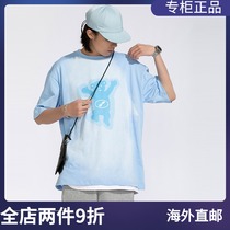 (Official website spot) we11done Shanghai limited zipper bear tie-dye printing loose short-sleeved mens T-shirt women