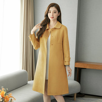 2020 autumn and winter fashion temperament high-end Korean version of slim mid-length womens double-faced velvet coat