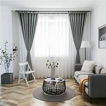  Nordic simple modern style solid color cotton and linen curtains Floor-to-ceiling windows bay windows shading curtains Living room bedroom custom finished products