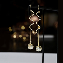 925 silver hook earrings female long earrings temperament show face thin net Red personality earrings 2019 new simple earrings