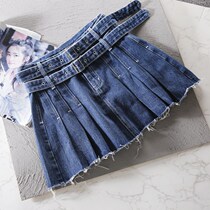 Design Sense Denim Skirt Woman High Waist 2022 Summer Conspiculean Sexy 100 Lap A Character Short Skirt Spicy Girls Half Body Skirt