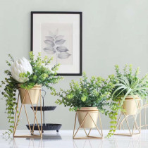 Nordic metal living room flowerpot shelf Golden simple floor-to-ceiling balcony fleshy interior round decorative iron flower stand