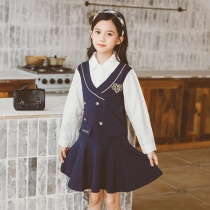 Girlss Yang Gas College Wind Set 2022 New Childrens Fashion Dress Two Pieces