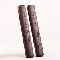 Black cataph paperweight solid wood press ruler black sandalwood carving orchid bamboo press paper town book town Wenfang four treasure students large carving town solid wood African acid branch wood special heavy black Catalpa town ruler