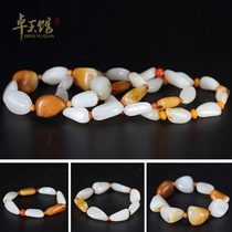 (Zhuoyu Hall) Xinjiang Hotan mutton White Jade seed material natural red skin single seed original stone male and female hand string customization