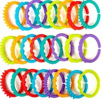 Rainbow string ring hanging ring baby QQ rainbow ring link rubber ring hand grip ring 3-12 months toy