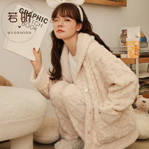 Coral Fleece Pyjamas Lady Spring Autumn Winter Money Sweet And Cute Thickened Flannel Suede Suit Students Warm Family Clothes