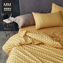 Light extravagant American musculature all-cotton pure cotton four sets of goons satin long suede cotton beds bedding linen bed hat quilt cover mesh red