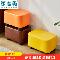 Home Small Stool Guest Leather Stool small bench Stool Creativity Sofa Stool Adult Soft Stool Short Stool Solid Wood Pipier