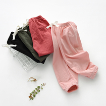  Baby mosquito-proof pants summer pants ice silk cotton mens and womens summer air-conditioning pants childrens walking loose bloomers