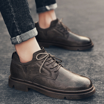 Martin boots 2020 new spring autumn tooling small leather shoes Inn fashion mens shoes genuine leather breathable medium-high help leather boots