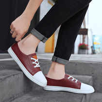 High-end Male Shoes Summer Tide Cards Genuine Leather Men Casual Flat Base Plate Shoes Low Help Little White Tide Shoes 100 hitch 2022 new