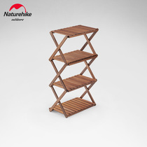 Naturehike Norway Exterior Multilayer Shelf Outdoor Camping Camping Camping Fold Portable Solid Wood Containing Table