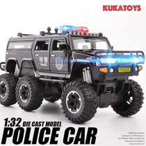  Simulation alloy big wheel hummer police car public security siren lighting childrens car toy sliding can open the door model male