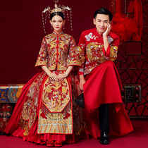 Show Wo Costume Bride 2022 New Couple Married Dragons Vest Men And Women Suit Chinese Wedding Dresses Wedding Gown Wedding