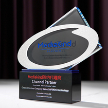 2020 new black crystal trophy custom creative lettering metal trophy custom high-grade atmosphere annual award card