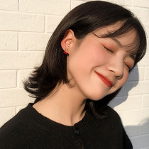 Cute small red small cherry stud earrings female Korean temperament net red simple ins cold wind bow earrings