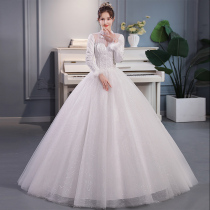 Light wedding dress main gauze bride 2022 new long sleeve winter outdoor gauze small French welcome gauze winter