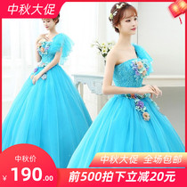 New art Test clothing wedding dress color yarn performance puffy skirt theme wedding stage solo performance long female