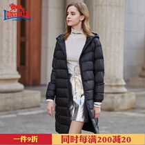 Dragon Lion Dell thin long women down jacket thin knee windproof hooded jacket 234421557