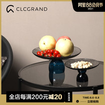 Creative modern glass fruit plate decoration living room household coffee table snacks dried fruit dining table plate personality light luxury style