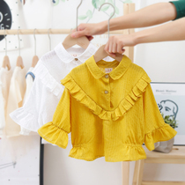 Girls spring clothing shirt 2021 new 1-4-year-old baby long sleeve blouse baby foreign air casual cardio-shirt tide