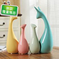 Hebei ◆ Customized ◆ Shijiazhuang Home Jewelry Ceramics Ornives Family of Three Deer Living Room TV Cabinet Crafts