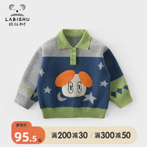 Rabbi Tree Boy Clothing Boy Turned Sweater 2022 Spring Dress New Baby Foreign Air Blouse Childrens Woolen Sweater