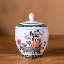 Official kilns old porcelain tea leaf jars 60s with porcelain Hongjiang big ball clay pure hand painted and stored tea jar collection hem