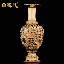 Taiwan Shengfan copper vase copper gilt gold dragon vase ornaments for Buddha Buddha flower arrangement home living room decorations
