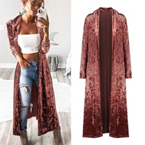 Women velvet long coat Fashion trench coats jacket Women