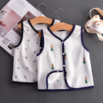 Childrens small vest spring and summer thin men and women 1 baby horse clip treasure cotton linen gauze vest 3 outside wear 5 years old