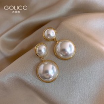 Korean earrings 2021 New Tide sterling silver needle Net red temperament pearl earrings exaggerated retro harbor wind ear nail female