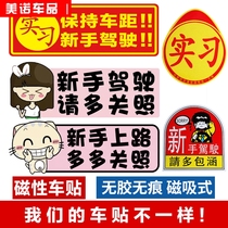Internship Car Sticker Newbie On The Road Strong Magnetic Attraction Creative Text Personality Female Chauffeur Decorate Car Sticker Uniform Logo
