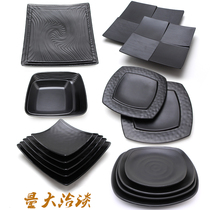 Dense Amines Cutlery Black Imitation Porcelain Japan Style Sushi Dish Commercial Hot Pot Roast Matching Dish Grill Cool Vegetable Square Plate