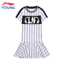 Li Ning Child Clothing Girl 2020 Summer CUHK Girl Child Sport Leisure lotus leaf Edge breathable one-piece dress