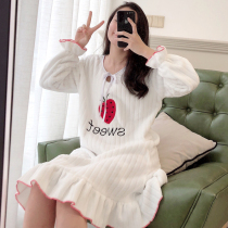Pyjamas Coral Suede Autumn winter Long sleeves Long sleeves Sleeping Dress Students Cute Thickened Warm Flannel Suede Home